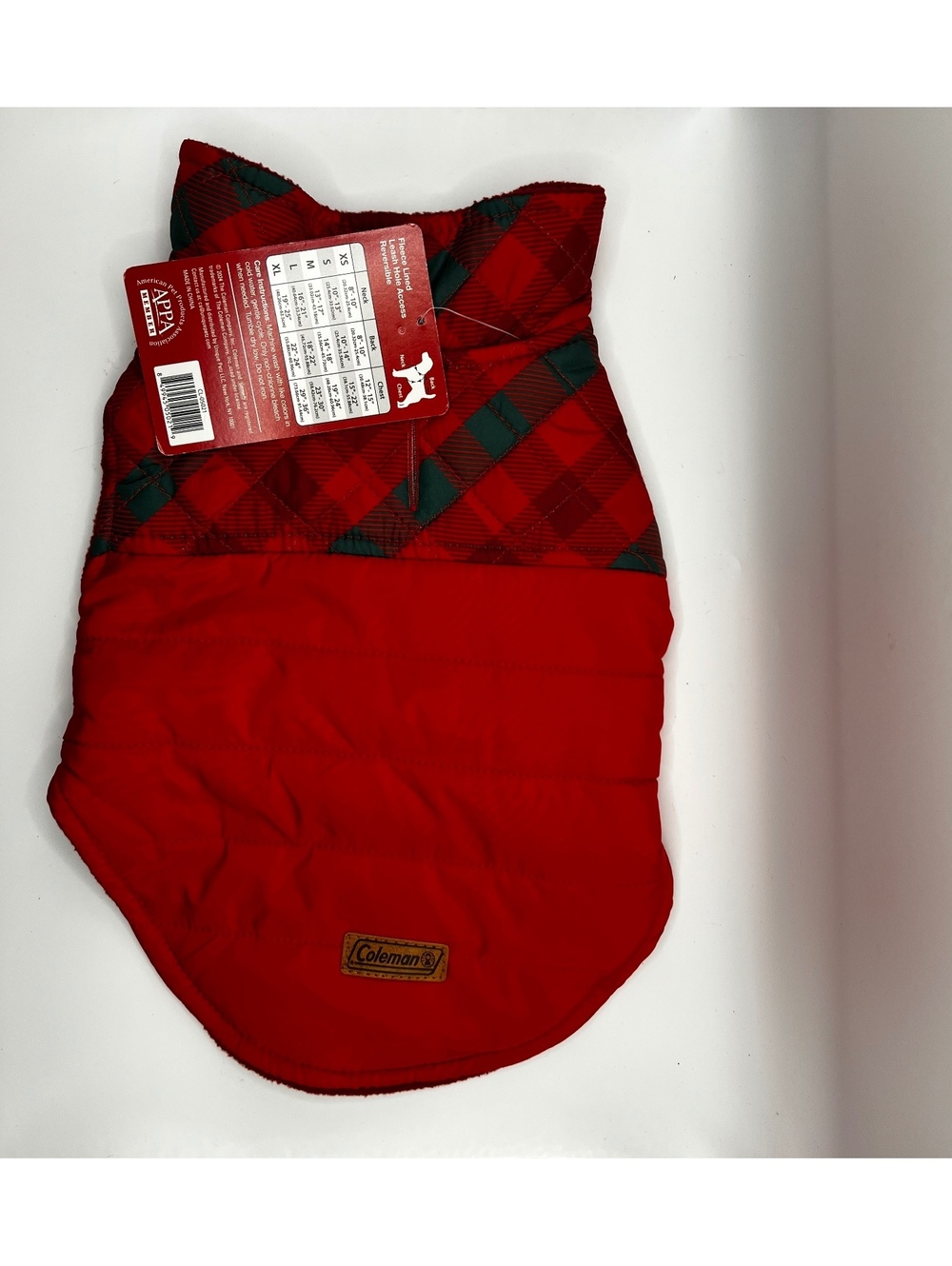 NEW Coleman Red Lumberjack Christmas Plaid Extra Small Dog Pet Puffer Jacket